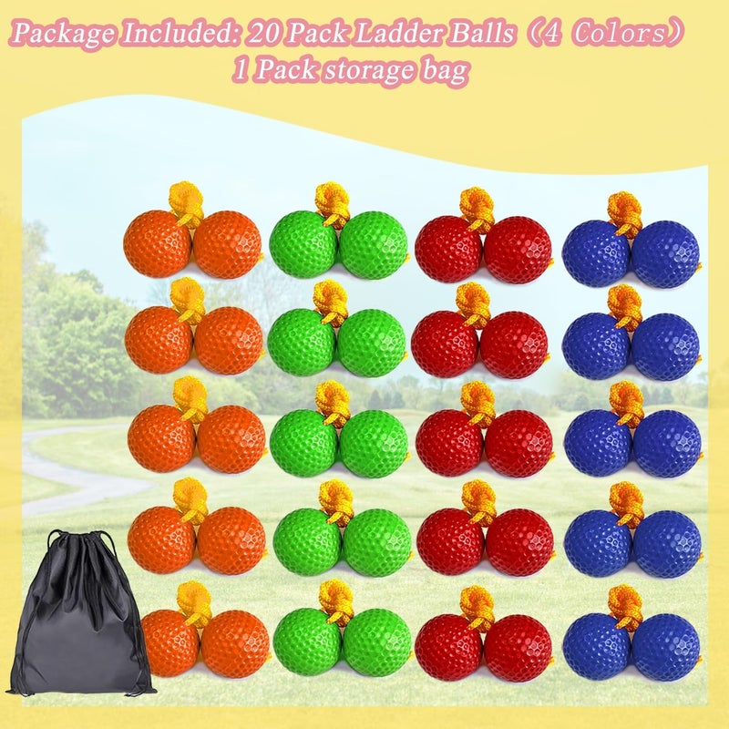 Niantime 20 Packs Ladder Balls with Bags, 5 Pack x 4 Colors Ladder Replacement Ball for Garden Outdoor Throwing Game (Orange Blue Red Green, Each 5pcs) - Image 3